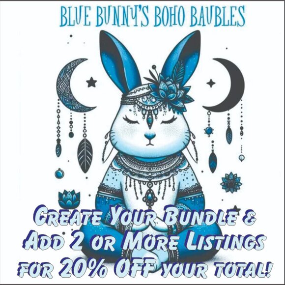 SALE! 3 STYLES! BOHO EARRINGS Silvery, Wood, Blues BLUE BUNNY'S BOHO BAUBLES - Picture 10 of 10